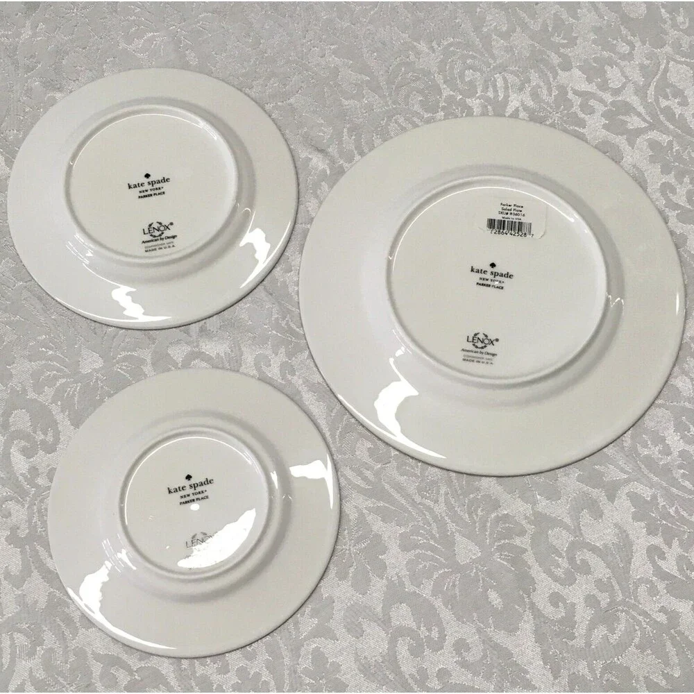Kate Spade Lenox Plates lot Parker Place Salad, Butter, Saucer, 3 dishes